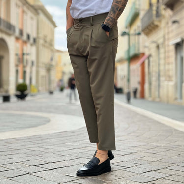 Pantalone con bottone e coulisse verde - FLAG STORE